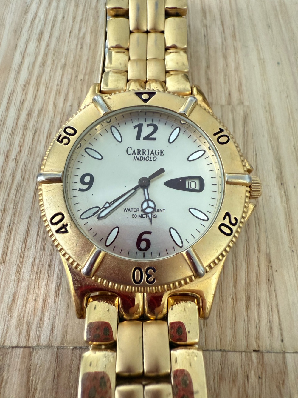 Carriage by Timex men’s gold tone watch NEW BATTERY